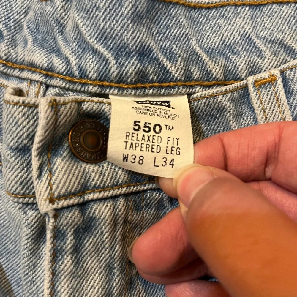 Vtg Levi's‎ 550 Jeans Mens 38x34 Light Wash Relaxed Fit Tapered Leg Orange Tab